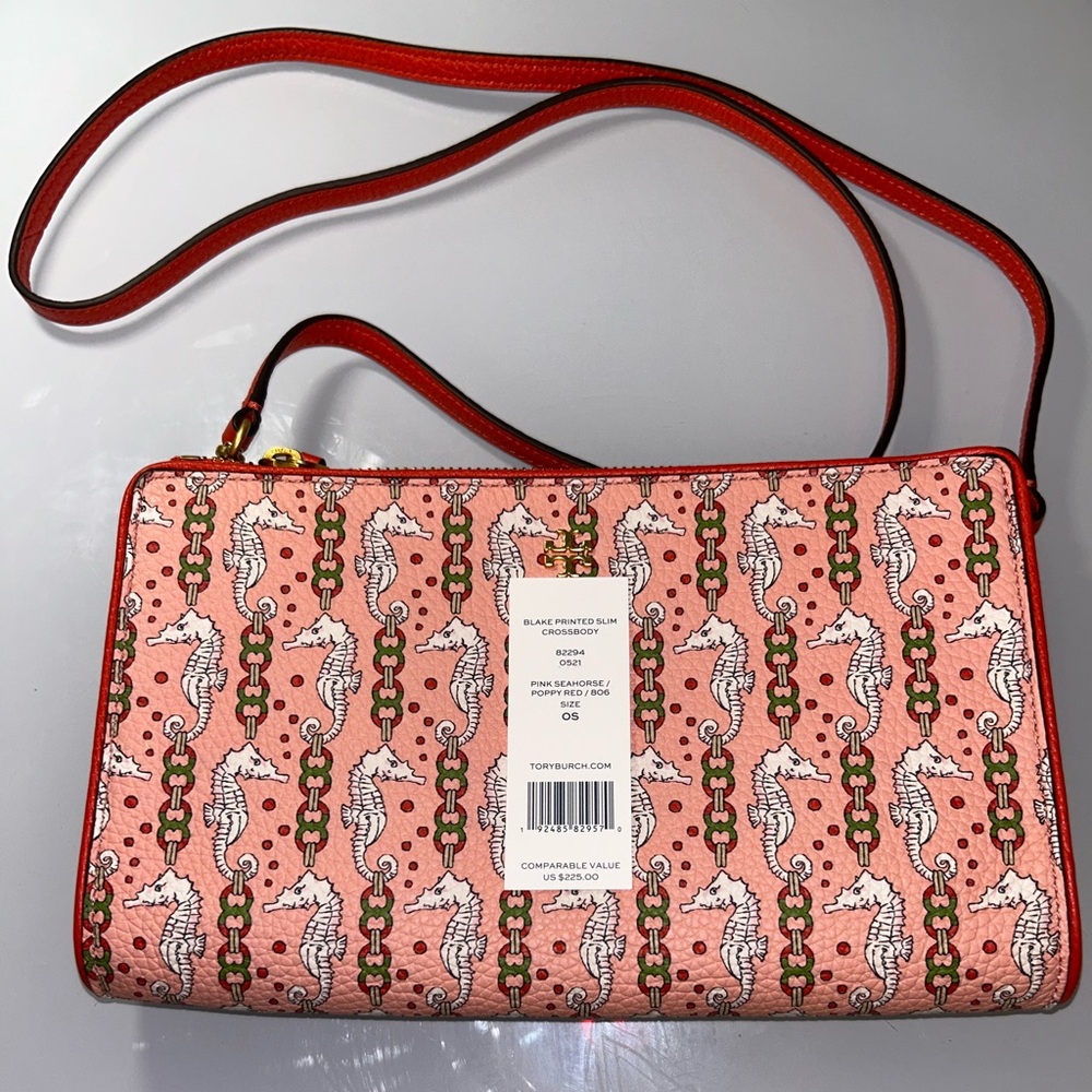 Women's Coral Seahorse Print Crossbody Bag - Picture 10 of 11